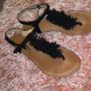 Black and beige suede sandals 🤎🖤